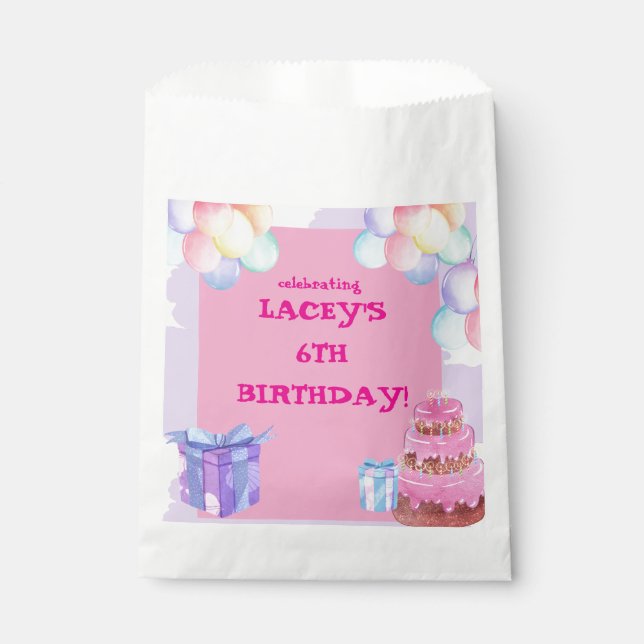 Sweet Celebration: Purple and Pink Birthday  Favour Bag (Front)