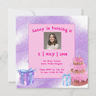 Sweet Celebration: Purple Pink Birthday Invitation