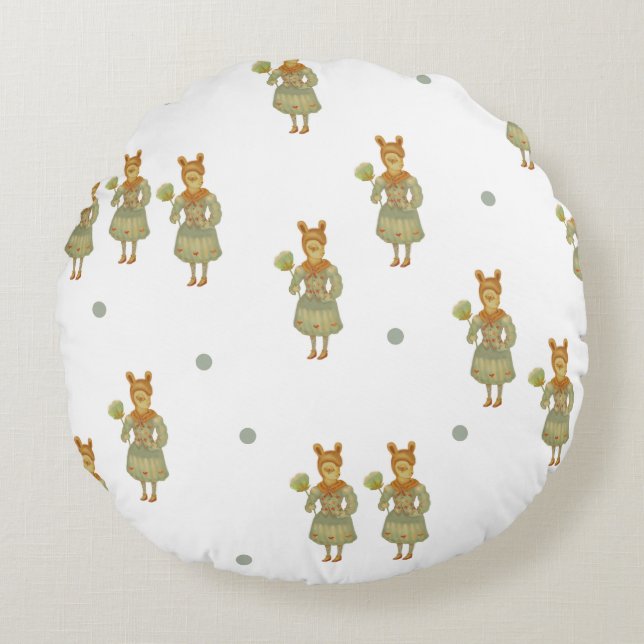Sweet Character Round Pillow (Front)