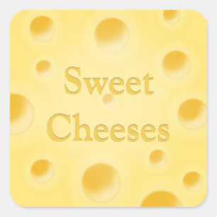 "Sweet Cheese" Holey Cheese Slice Customizable Square Sticker