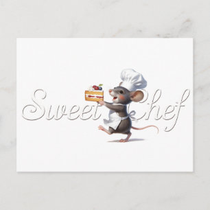 "Sweet Chef" Mouse Logo Illustration Postcard