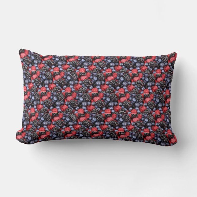 Sweet Cherries Blackberry and Blueberry Lumbar Pillow (Front)