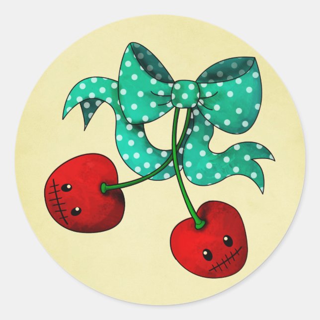 Sweet Cherries Classic Round Sticker (Front)