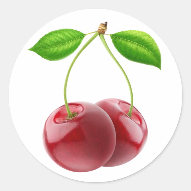 Sweet cherries classic round sticker (Front)
