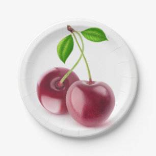 Sweet cherries paper plate