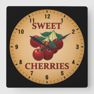 Sweet Cherries Square Wall Clock