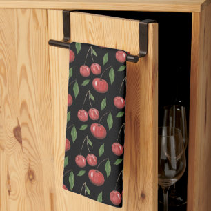 Sweet Cherries Watercolor Illustration Kitchen Towel