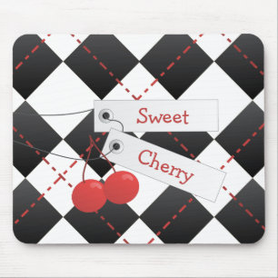 Sweet Cherry Argyle Mouse Pad