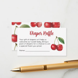 Sweet Cherry Baby Shower Diaper Raffle Ticket Enclosure Card