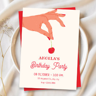 Sweet cherry birthday invitation