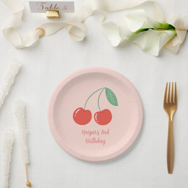 Sweet Cherry Birthday Party Themed Paper Plate (Wedding)