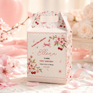Sweet Cherry Blossom 1st Birthday girl Party Favor Box