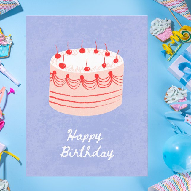 Sweet Cherry Cake Birthday Postcard (Creator Uploaded)