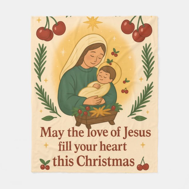 Sweet Cherry Christmas – Divine Love Collection Fleece Blanket (Front)