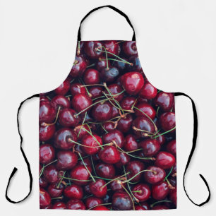 Sweet cherry close up top view background apron