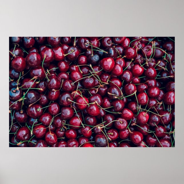 Sweet cherry close up top view background poster (Front)