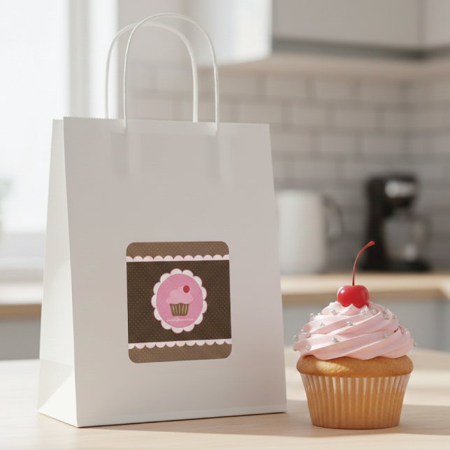 Sweet Cherry Cupcake Square Sticker (Creator Uploaded)