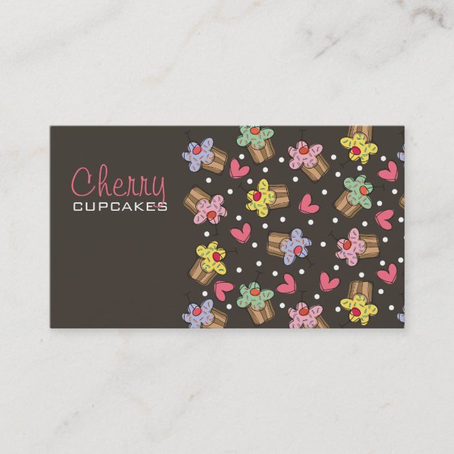 Sweet Cherry Cupcakes Bakery Dessert Profile Card (Front)