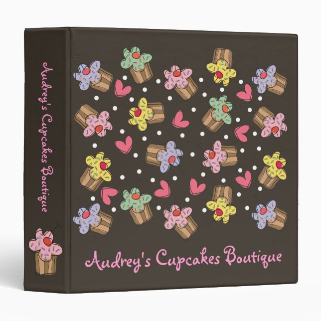 Sweet Cherry Cupcakes Confectionery Bakery Cute Binder (Front/Spine)