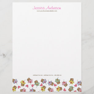 Sweet Cherry Cupcakes Confectionery Bakery Cute Letterhead