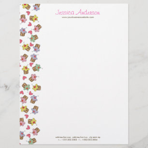 Sweet Cherry Cupcakes Confectionery Bakery Cute Letterhead