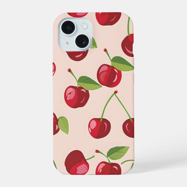 Sweet Cherry Delight iPhone 15 Case (Back)