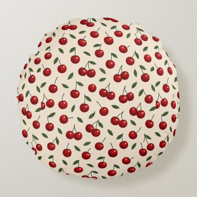 🍒✨Sweet Cherry Minimal Collectio Round Pillow (Front)