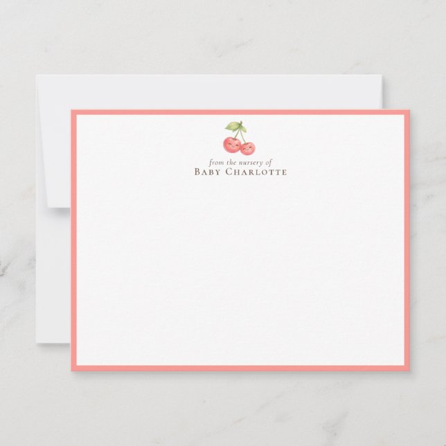 Sweet Cherry Nursery Flat Note Card (Front)