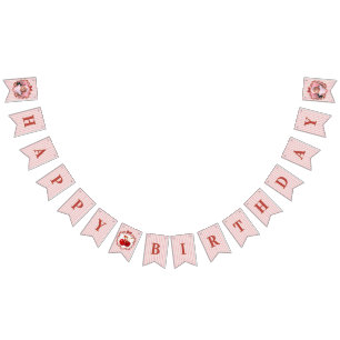 Sweet Cherry on Top Birthday Invitation Pink Photo Bunting Flags