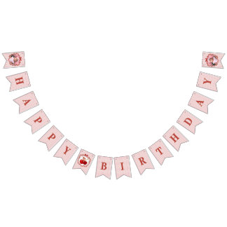 Sweet Cherry on Top Birthday Invitation Pink Photo Bunting Flags