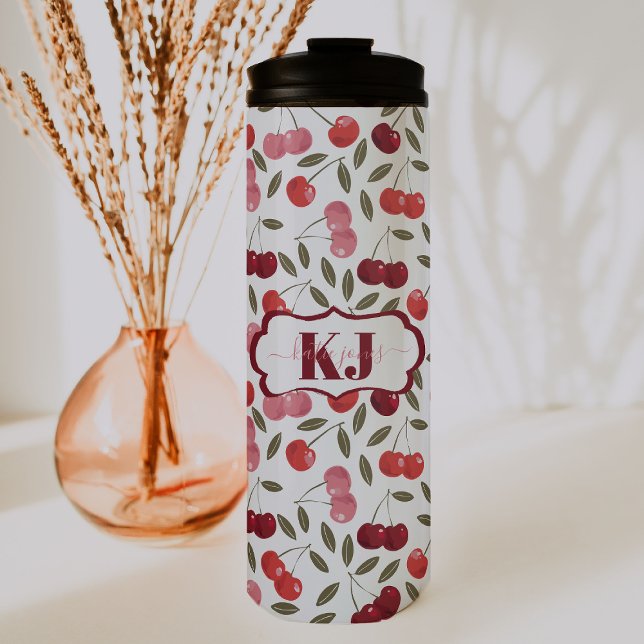 Sweet Cherry Pattern | Monogram Thermal Tumbler (Creator Uploaded)