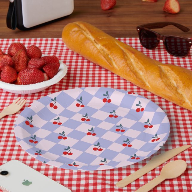 Sweet cherry pattern paper plate (Picnic)
