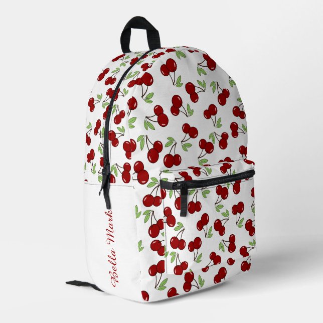 Sweet cherry pattern printed backpack (Back Corner Left)