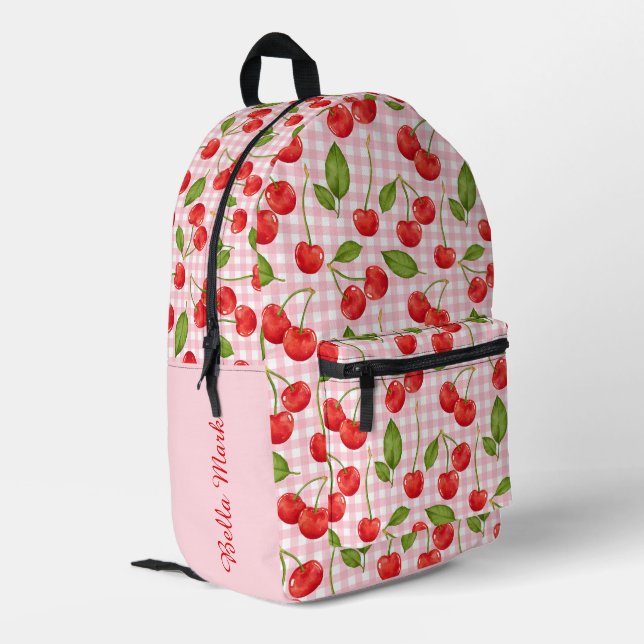 Sweet cherry pattern printed backpack (Back Corner Left)