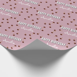 Sweet Cherry Personalized Birthday Wrapping Paper