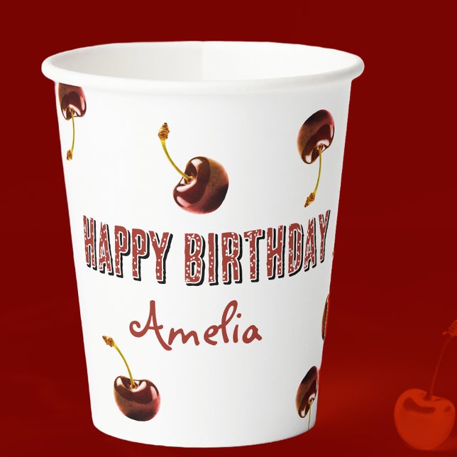 Sweet Cherry Personalized Paper Cups (Creator Uploaded)