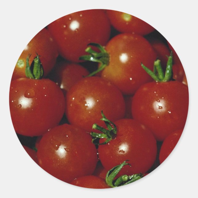 Sweet cherry tomatoes texture classic round sticker (Front)