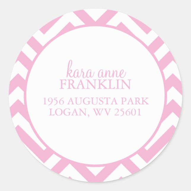 Sweet Chevron Personalized Round Address Labels (Front)