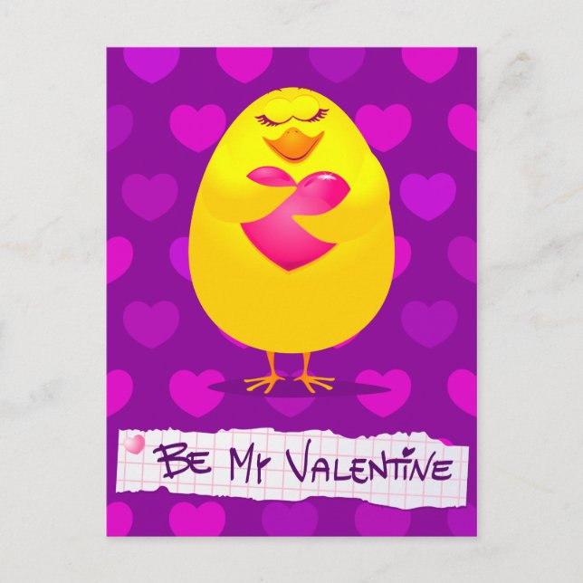 Sweet chick in love, postcard (Front)