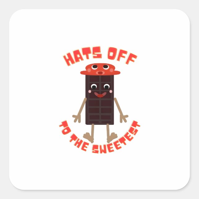 Sweet Choco-Bar Buddy: Kawaii Chocolate T-Shirt Square Sticker (Front)