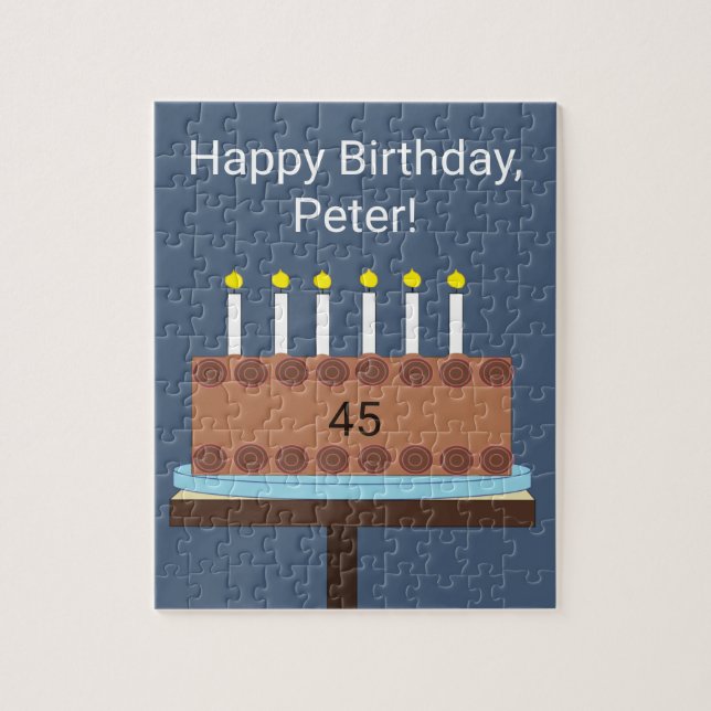 Sweet, Chocolate Birthday Cake: blue-grey  Jigsaw Puzzle (Vertical)