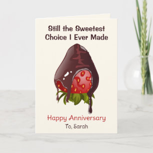 Sweet Chocolate Dip Strawberry Anniversary Photo Card