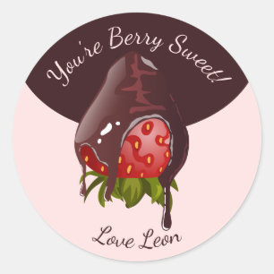 Sweet Chocolate Dip Strawberry You're Berry Sweet Classic Round Sticker
