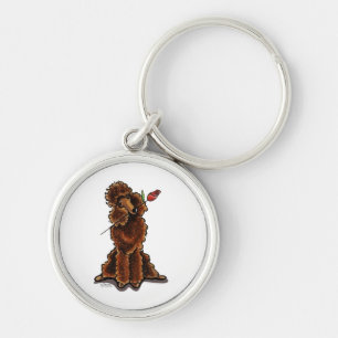 Sweet Chocolate Poodle Valentines Keychain
