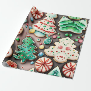 Sweet Christmas and New Year Sugar cookies Wrapping Paper