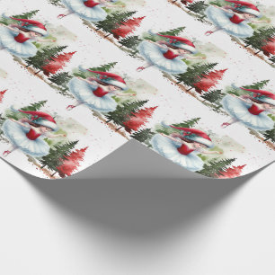 Sweet Christmas Ballerina Girl in a Pine Forest Wrapping Paper