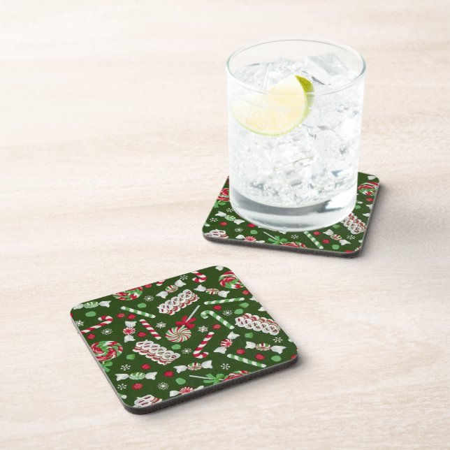 Sweet Christmas Candy Pattern Coasters (Right Side)