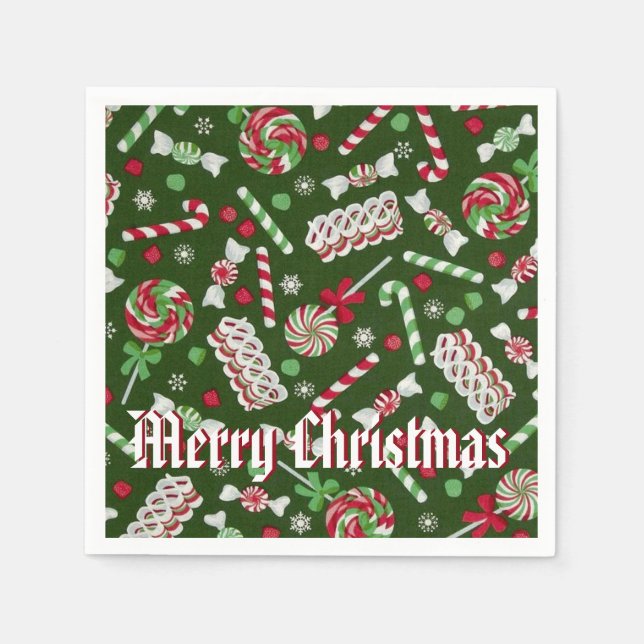 Sweet Christmas Candy Pattern Napkins 2 (Front)