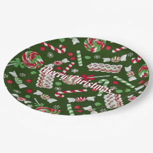Sweet Christmas Candy Pattern Paper Plates 2