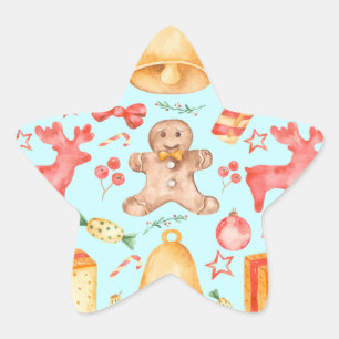 Sweet Christmas Cookies and Candies Star Sticker